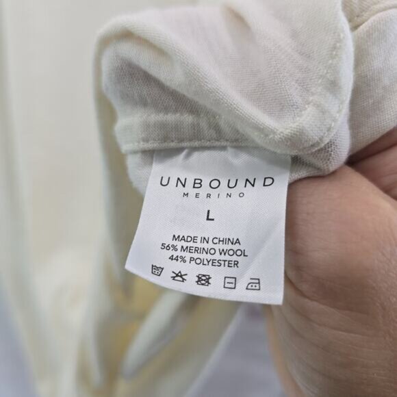 Unbound Merino Shirt Womens Large Cream Off White Wool Blend Baselayer Top - Picture 8 of 10